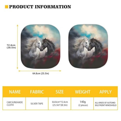 Horse Automotive Windshield Sunshade 2 Pieces Car Front Window Sunshade Anti Hot Anti Peeping Auto Shade Universal Fit Most Cars - color: Horse