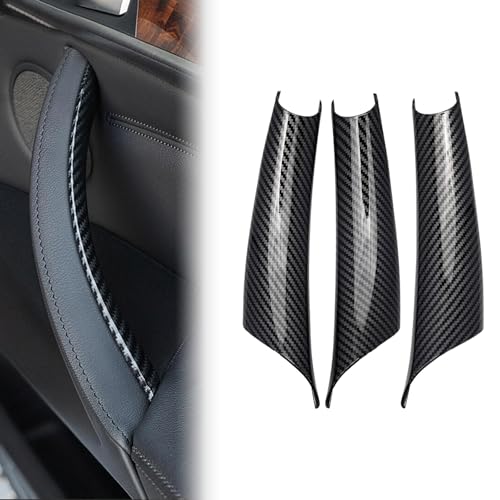 3PCS Interior Door Pull Handle Cover Trim for BMW X5 E70 (2008–2013) X6 E71 (2008–2014),Non-Sticky,No-Dismantle Install Left & Right, Carbon Fiber Patter - color: Carbon, size: E70/E71 (2007–2014)
