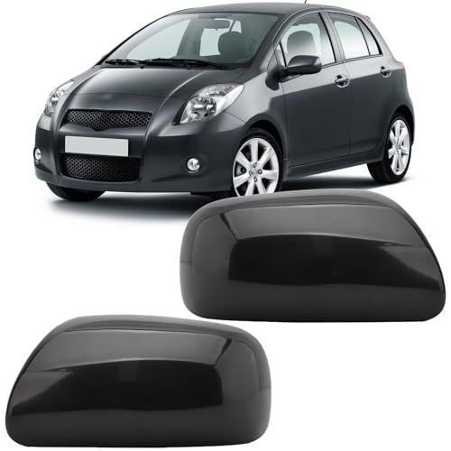 Pair Black Door Wing Side Mirror Cover Cap For Toyota Yaris 2006 2007 2008 2009 2010 2011 Left & Right Side - size: Left & Right Side