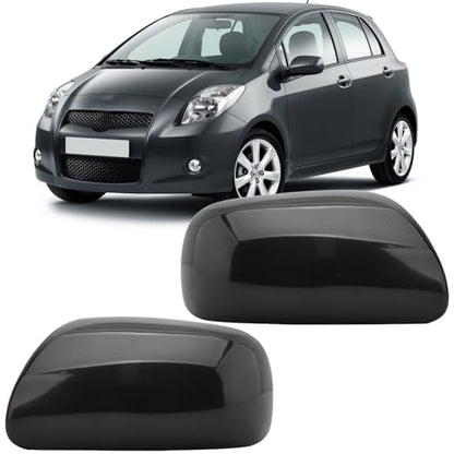 Pair Black Door Wing Side Mirror Cover Cap For Toyota Yaris 2006 2007 2008 2009 2010 2011 Left & Right Side - size: Left & Right Side