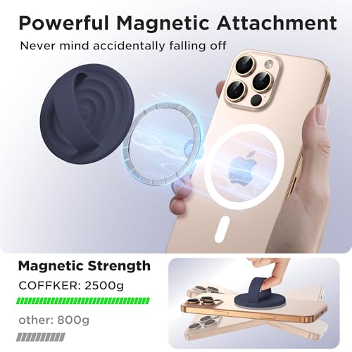 Magnetic Phone Grip Ring Holder, Liquid Silicone Magnet Cell Phone Grip Finger Loop, Compatible with Magsafe, Back of Phone for iPhone 17/16/15/14/13/12 Series, Midnight Blue - color: Midnight Blue
