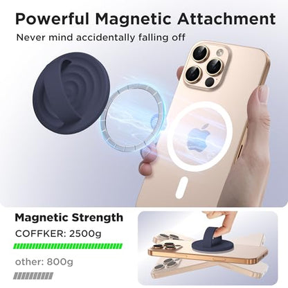 Magnetic Phone Grip Ring Holder, Liquid Silicone Magnet Cell Phone Grip Finger Loop, Compatible with Magsafe, Back of Phone for iPhone 17/16/15/14/13/12 Series, Midnight Blue - color: Midnight Blue