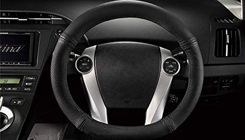 Customized for Toyota Prius Microfiber Leather Steering Wheel Cover for Prius C Aqua 2010 2011 2012 2013 2014 2015 2016 2017 2018 2019 Black Car Special Design YR01B