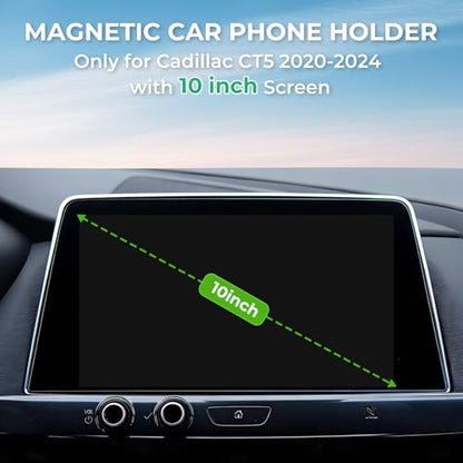 Car Phone Holder for Cadillac CT5 2024 2023 2022 2021 2020 (Only for 10-Inch Screen) 360° Rotation Magnetic Cell Phone Mount, Compatible with Magsafe, Does Not Affect Air Vent - style: Fit for 2020-2024 CT5, 10-Inch