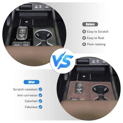 Gear Shift Panel Cover Trim Compatible with Honda Pilot 2023 2024 2025 Accessories, ABS Automotive Center Consoles Cup Holder Panel Cover Anti-Scratch Protector, 1PCS (Pear Wood Grain) - color: Pear Wood Grain