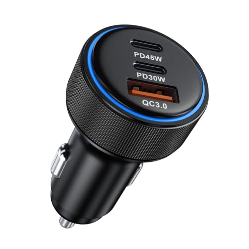 2026 Updated USB C Car Charger, 93W 3-Port Super Fast Type C Car Power Adapter PD/QC Charging Cigarette Lighter for iPhone 17/16/15/14/13/12/11 Pro Max, iPad,MacBook,Pixel, Android - color: 93W
