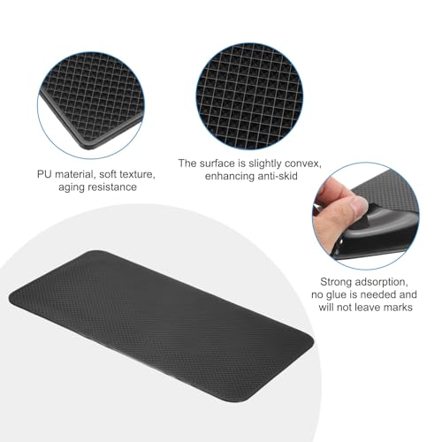 HARFINGTON 4pcs Car Dashboard Anti-Slip Mat 10.6" x 6" Universal Sticky Dash Pad Grid Pattern Washable Reusable Car Non-Slip Mats for Phone Keys Sunglasses Electronic Devices, Black