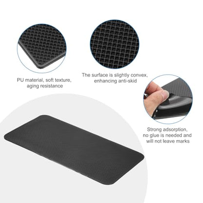 HARFINGTON 4pcs Car Dashboard Anti-Slip Mat 10.6" x 6" Universal Sticky Dash Pad Grid Pattern Washable Reusable Car Non-Slip Mats for Phone Keys Sunglasses Electronic Devices, Black