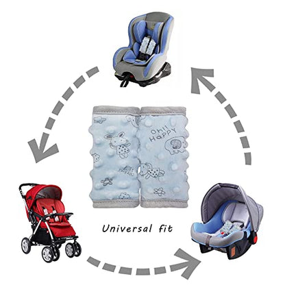 DODO NICI car seat Strap Cover for Baby, seat Belt Cover Cushion, Belt Pads fit Baby Carrier/Pushchair/Stroller, Cozy Peace Dotted Minky, Blue - color: Blue animals