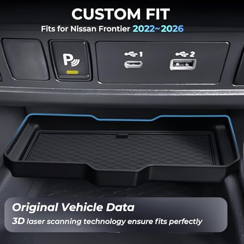 Center Console Organizer Compatible with Nissan Frontier 2026 2025 2024 2023 2022, Interior Accessories for Under Climate Controls Interior Storage Divider Tray for 2022-2026 Frontier, Black - style: 11) Fits for 2022-2026 Frontier