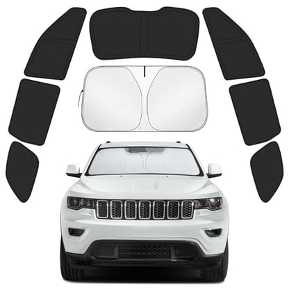 Car Window Shades for Jeep Grand Cherokee 2011-2021 Accessories - Full Set 8PCS Side Window Sunshades with Memory Frame & Blackout Fabric, Privacy UV Shield for Camping/Travel - size: Fit for Jeep Grand Cherokee 2011-2021