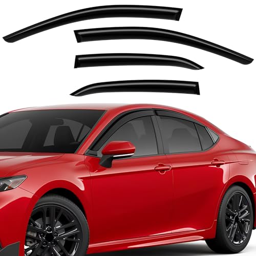Extra Durable Rain Guards Fit for 2019-2025 Toyota Camry, Tape-on Side Window Deflectors 19 20 21 22 23 24 25 Camry Wind Deflectors Rain Guard Black - 4 PCS - size: Fit for 2019-2024 Toyota Camry Tape-on