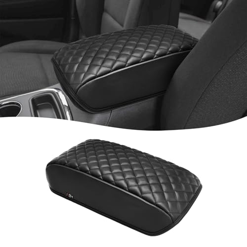 KBH Center Console Armrest Cover for Jeep Grand Cherokee, Dodge Durango 2011 2012 2013 2014 2015 2016 2017 2018 2019 2020, Vinyl Leather Arm Rest Covering, Customized Accessories, Black - color: Black Cover, size: Grand Cherokee & Dodge Durango 2011-2020