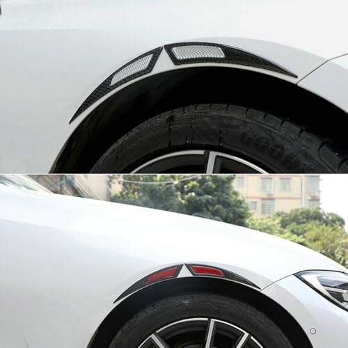 2Pcs Universal Glossy Black Carbon Fiber Spoiler Sticker Trim for Car Exterior Side Fender Vent Air Wing