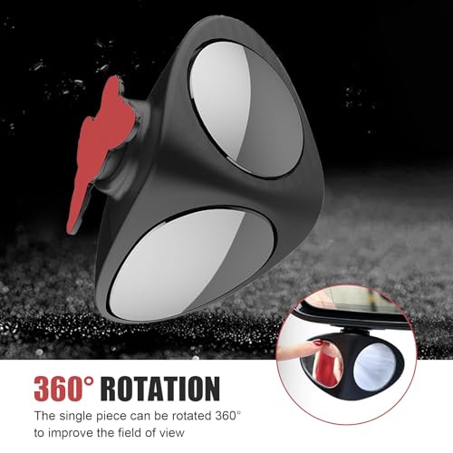 2PCS Car Blind Spot Mirror, HD Crystal Glass Blind Spot Mirror with ABS Scratch-resistant Shell, 360 Degrees Freely Adjustable Dual-sided Rearview Assist Accessories, for Most Cars (Black)