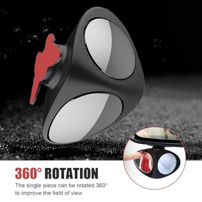 2PCS Car Blind Spot Mirror, HD Crystal Glass Blind Spot Mirror with ABS Scratch-resistant Shell, 360 Degrees Freely Adjustable Dual-sided Rearview Assist Accessories, for Most Cars (Black)