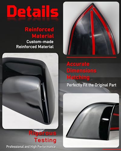 Side Mirror Caps Cover Compatible with Tesla Model 3 2017 2018 2019 2020 2021 2022 2023 2024 2025 Gloss Black Mirror Covers - color: Model 3 Gloss Black Mirror Covers