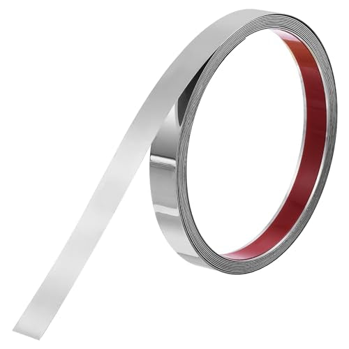 uxcell Wall Trim Molding, Stainless Steel Peel and Stick (Mirror-Like Finish), for Ceiling, Mirror Frame 16.4Ft x 0.8in，Silver - color: Silver, size: 16.4 ft x 0.8 in