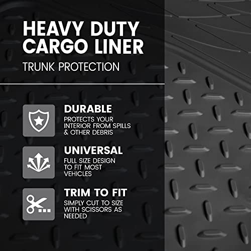 Heavy Duty Cargo Liner Floor Mat-All Weather Trunk Protection, Trimmable to Fit & Durable HD Rubber Protection for Car SUV Sedan Auto - color: Black