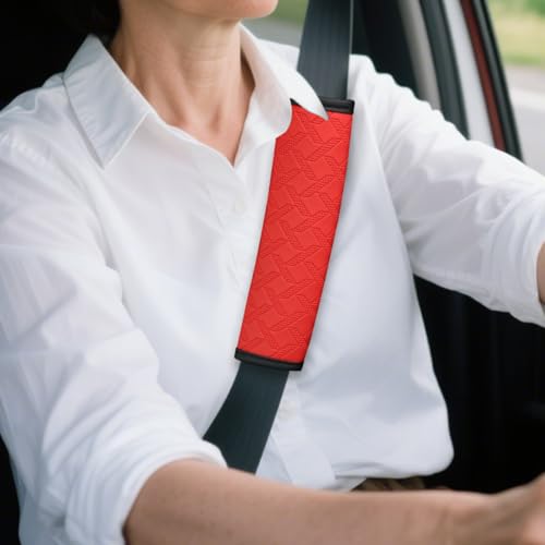 2PCS Car Seatbelt Cover, 9.05 Inches Soft Leather Vehicle Safety Seat Belt Strap Cushion, Comfortable Auto Shoulder Neck Chest Protection Pads Accessories, Extremely Long (Red) - color: Red/9 inches