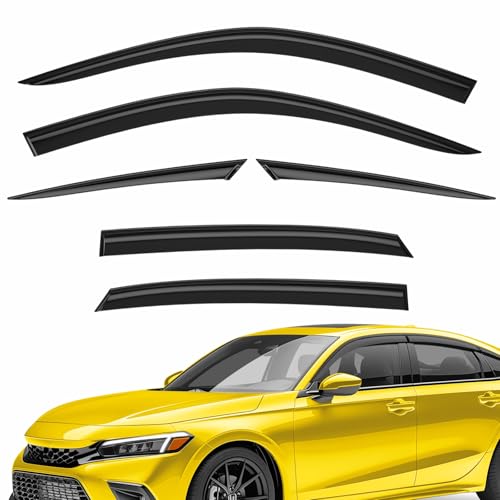 Extra Durable Window Deflectors Tape-On Window Visors Rain Guards Fit for Honda Civic 2022-2026 Sedan, Sun Visors, Wind Vent for Shades, Exterior Car Accessories - 6pcs. AG0471 - color: For Honda Civic 22-26 Sedan