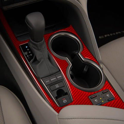 Glossy Red Carbon Fiber Compatible with Toyota Camry 18-24 Trim Decal (Gear Shift Panel -B) - color: Gear Shift Panel -B