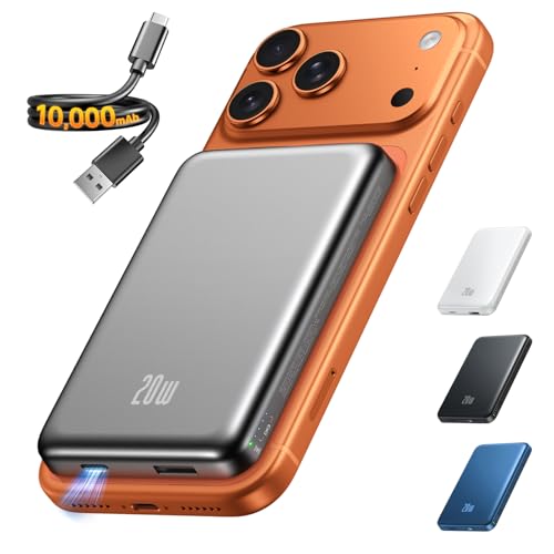 Portable Charger for Magsafe Power Bank - 10000mAh Magnetic Phone Charger, USB-C 20W PD Fast Charging, Slim Wireless Battery Pack for iPhone 17/16/15/14/13 Series,for Travel Cruise Essentials-Smoke - color: Smoke