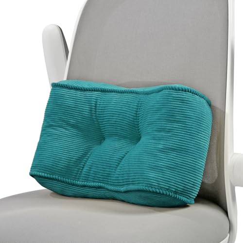 Lumbar Support Pillow for Study Desk Chair, Bite-Size Natural Latex Foam Back Support Pillow for Lower Back Pain Relief, Soft & Support Corduroy Office Chair Cushion, S, Blue - color: Blue, size: S (14.9"x9")