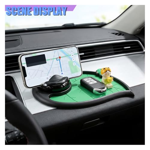 Craedli Car Dashboard Anti-Slip Mat, Multifunctional 360 Rotating Phone Holder with Temporary Parking Number, Universal Car Organizer Storage for Sunglasses/Keys/Daily Essentials (Turtle-Green) - size: Turtle-Green