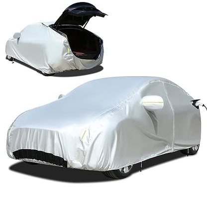 Tecoom Fit for Tesla Model Y Car Cover Waterproof All Weather, Model Y Cover Fit for 2020-2023 Tesla Model Y with Ventilated Mesh, Charge Port Opening, Fleece Lining, Trunk Opening, Zipper Door - size: Tesla: Model Y