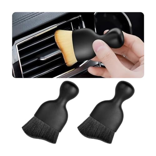 Blilo 2PCS Car Interior Detailing Brush with Dust Cover, Auto Soft Hair Cleaning Brushes, Scratch Free Curved Dirt Collectors, for Vehicle Dashboard Air Conditioner Vents Leather Computer (Balck/2PCS) - color: Black, size: 2PCS