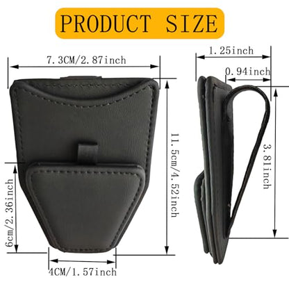 2 Pack Universal PU Leather Car Visor Sunglasses Holder Magnetic Clip for Eyeglasses and Cards One-Handed Access Organizer Fits Most of Car SUV Trucks Pickup Interior Accessories (Black - 2pcs)