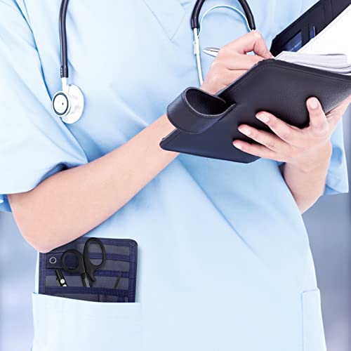 ASA TECHMED Nurse Pocket Organizer, Nylon 5 Pocket Nurse Scrub Organizer, 6 Inch x 5 inch, Navy Blue - color: Navy Blue
