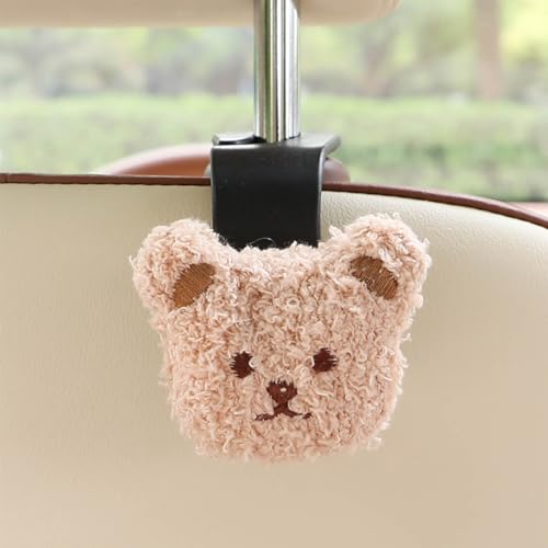 New Universal Car Seat Headrest Hook,Cute Flower Bear Auto Seat Hook Hangers Storage Organizer Interior Accessories for Woman Umbrellas Grocery Bags Handbag 2 Pack（Brown bear） - color: Brown bear