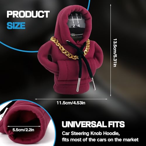 Funny Gear Shift Hoodie Cover, Car Shifter Knob Sweatshirt, Universal Stick Shift Cover for Car Gear Handle - color: Red