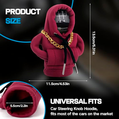 Funny Gear Shift Hoodie Cover, Car Shifter Knob Sweatshirt, Universal Stick Shift Cover for Car Gear Handle - color: Red