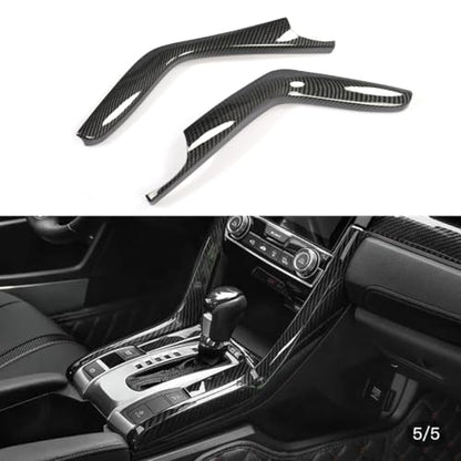 YINGTUU for Honda Civic Accessories 10th Gen 2016 2017 2018 2019 2020 2021 Side Gear Shift Panel Frame Trims Carbon Fiber Pattern - color: Side Gear Shift Panel Strips Trims