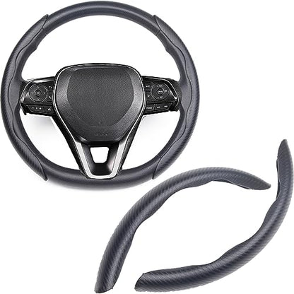 Steering Wheel Cover, Car Carbon Fiber Steering Wheel Cover, Wheel Cover for Men/Women, Universal Fit for 99% Car Steering Wheel,Steering Wheel Accessories (Carbon Fiber-Black) - color: Carbon Fiber-Black