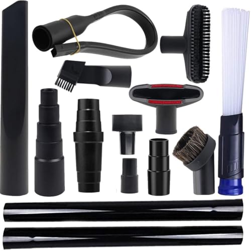 14 Pcs Household Cleaning Vacuum Cleaner Attachments Kit for Shop Vac Accessories with 1 1/4" Vacuum Brush Flexible Crevice Tool, Vacuum Cleaner Straw Tubes and Vacuum Hose Adapter Kit - color: 14 Pcs- vacuum Attachments