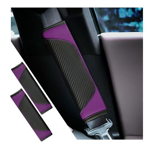 2PCS Car Seat Belt Cover, Soft Shoulder Strap Covers Harness Pads, Safety Leather Seatbelt Comfort Driving Cushion Protect Your Shoulder and Neck Universal for Car, SUV,Truck (Black/Purple) - color: Black/Purple
