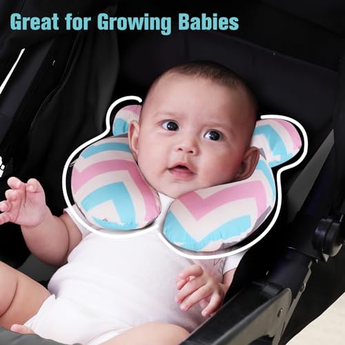 KAKIBLIN Baby Head Pillow,Support Pillow, Baby Travel Pillow for Head and Neck, Babies Neck Pillows for Car Seat, Stroller, Pushchair,Travel(Wave) - color: Wave