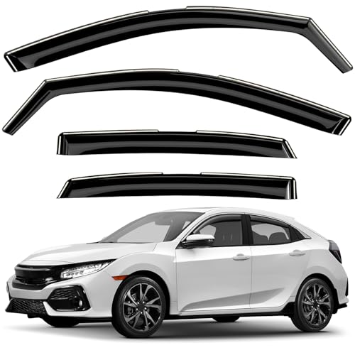 Window Deflectors Smoke Tinted in-Channel Side Window Vent Visor Deflectors Rain Guards Compatible with Honda Civic 2016-2021 Hatchback - 4 pcs. GW0942 - color: For Civic 16-21 Hatchback