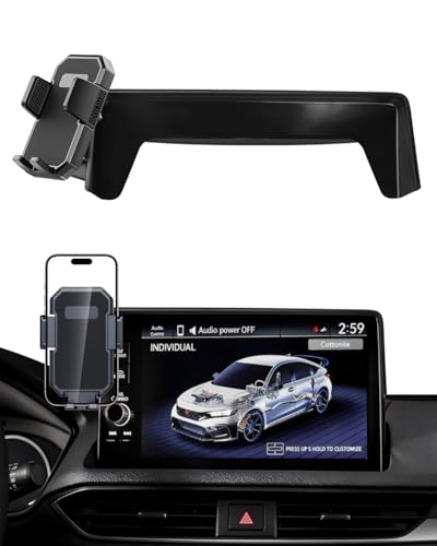 PZK Car Phone Mount for Honda Civic 2022-2025 2026 /Acura Integra 2023-2025 LX/EX/EX-L/Sport/Sport Hybrid/Touring/Si/Type R for 7/9-Inch Screen 360° Rotation Auto Lock Phone Holder with Storage Box - color: Auto Lock, size: Honda Civic 2022-2026 (7/9 inch