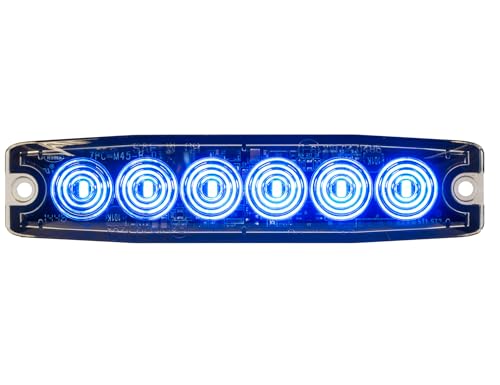 Buyers Products 8892204 5 Inch Blue LED Strobe Light, Ultra‑Thin Surface Mount Warning Light, 6 LEDs, 23 Flash Patterns, Aluminum Housing, IPX8 Waterproof, for Trucks and Utility Vehicles - color: Blue, size: 5"
