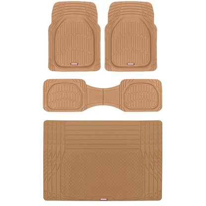 Motor Trend FlexTough Contour Heavy Duty Rubber Car Floor Mats with Cargo Liner - All Weather Full Set Front & Rear fits Most Cars Truck SUV, Automotive Floor Mats - style: FlexTough TrunkShield