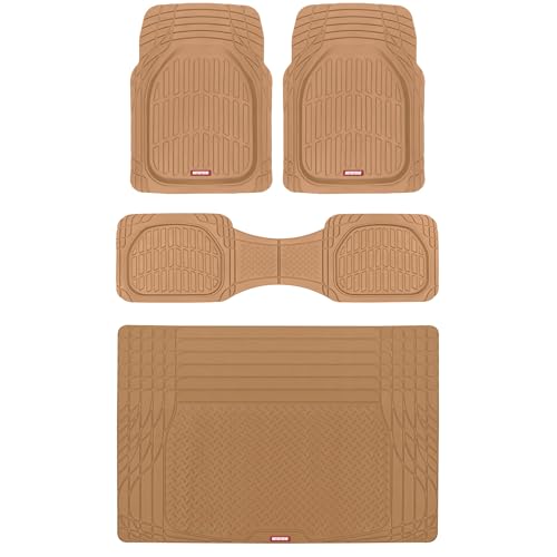 Motor Trend FlexTough Contour Heavy Duty Rubber Car Floor Mats with Cargo Liner - All Weather Full Set Front & Rear fits Most Cars Truck SUV, Automotive Floor Mats - style: FlexTough TrunkShield