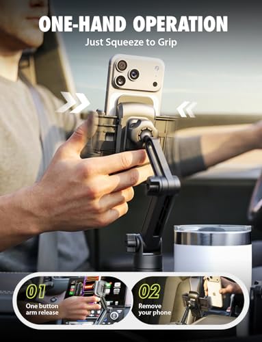 Bracketron Cup Holder Phone Mount for Car - TripGrip 2-in-1 Expandable Phone Holder with 360° Rotation & Ultra Stable Folding Support Legs, Fits Devices up to 3.5"