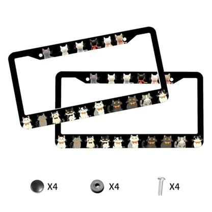 Cute Cat License Plate Frame Animals Bow Tie Print Cartoon Black Dark Personalise Funny Design Compatible with Standard License Plate Holder for USA 6 X 12 Inch with Screws - color: Cute Cat, size: 6"L x 12"W(1PC)