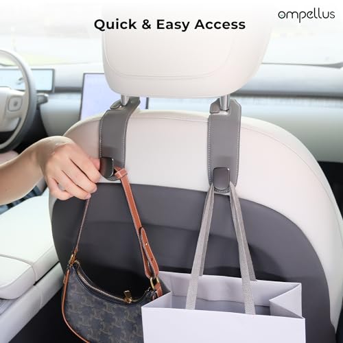 Car Headrest Hook, 2 Pack Leather Car Seat Hooks for Purses and Bags, Car Organization Accessories (Black) - color: Black