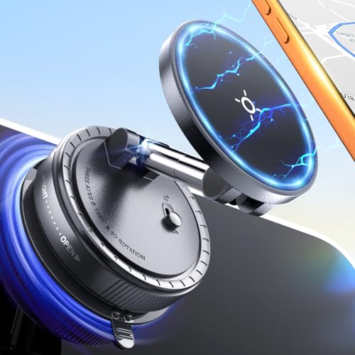 eSamcore Vacuum Magnetic Phone Holder for Car, for Magsafe Car Mount for Windshield, Foldable Stand Suction Cup for Mirror, Glass, Screen, Gym, Smooth Surfaces Compatible with iPhone - style: Vacuum Phone Holder